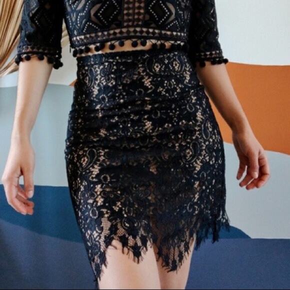 For Love And Lemons Dresses & Skirts - NWOT FOR LOVE AND LEMONS Vika Black Lace Miniskirt Sz. S